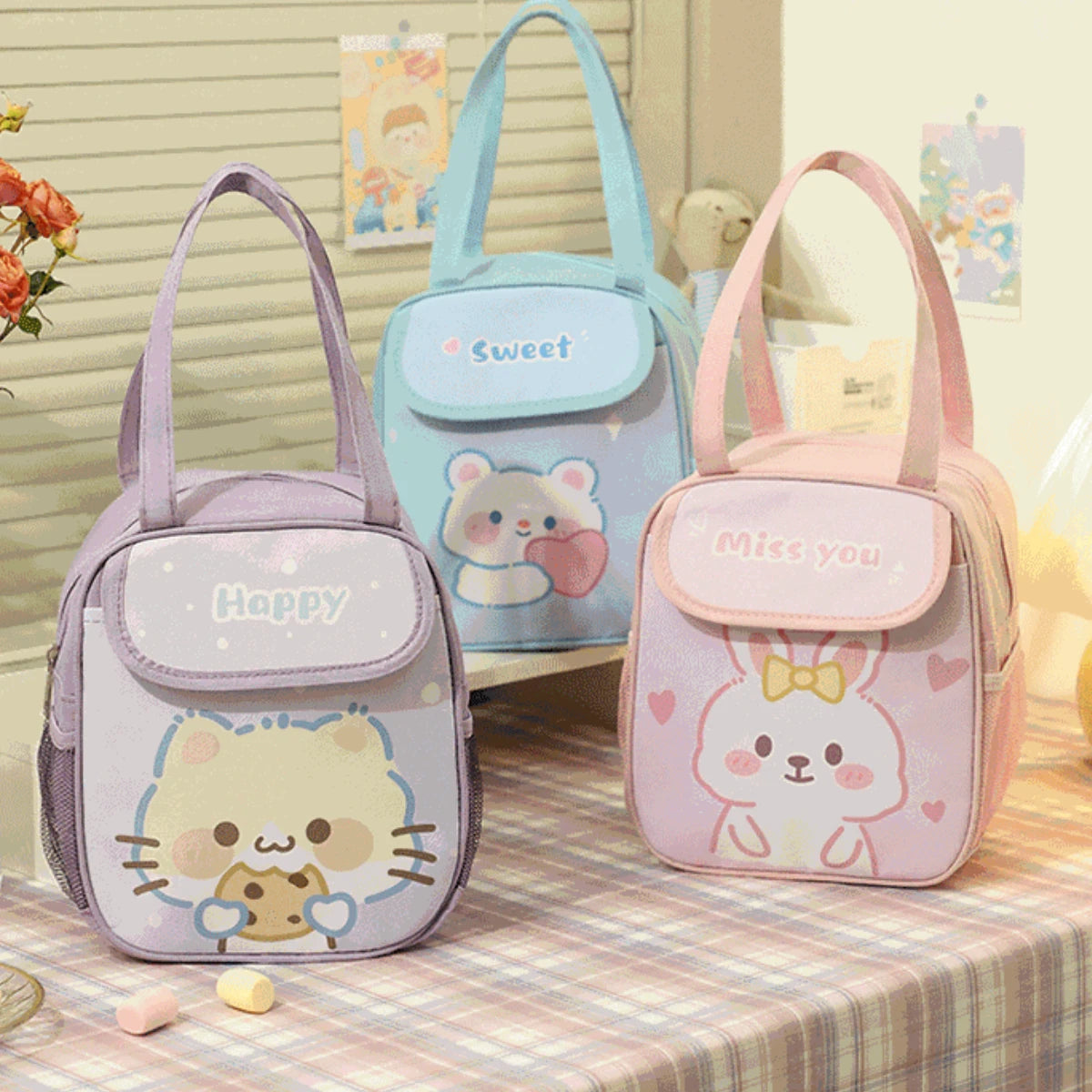 Bolso Lonchera Térmico Escolar Animales Cute Kawaii