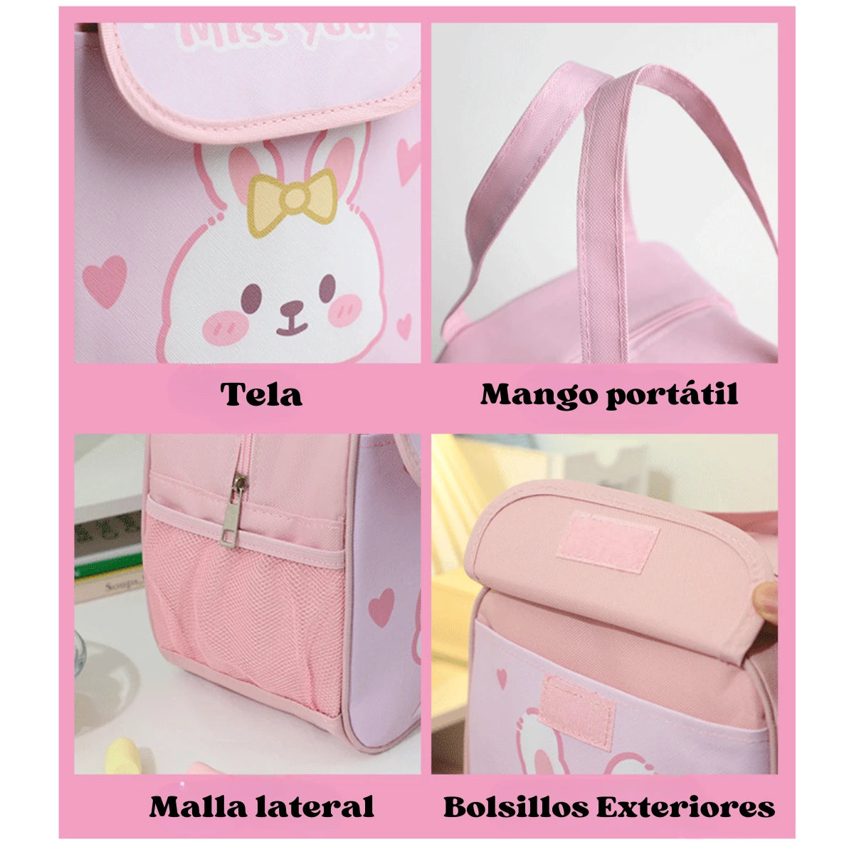 Bolso Lonchera Térmico Escolar Animales Cute Kawaii