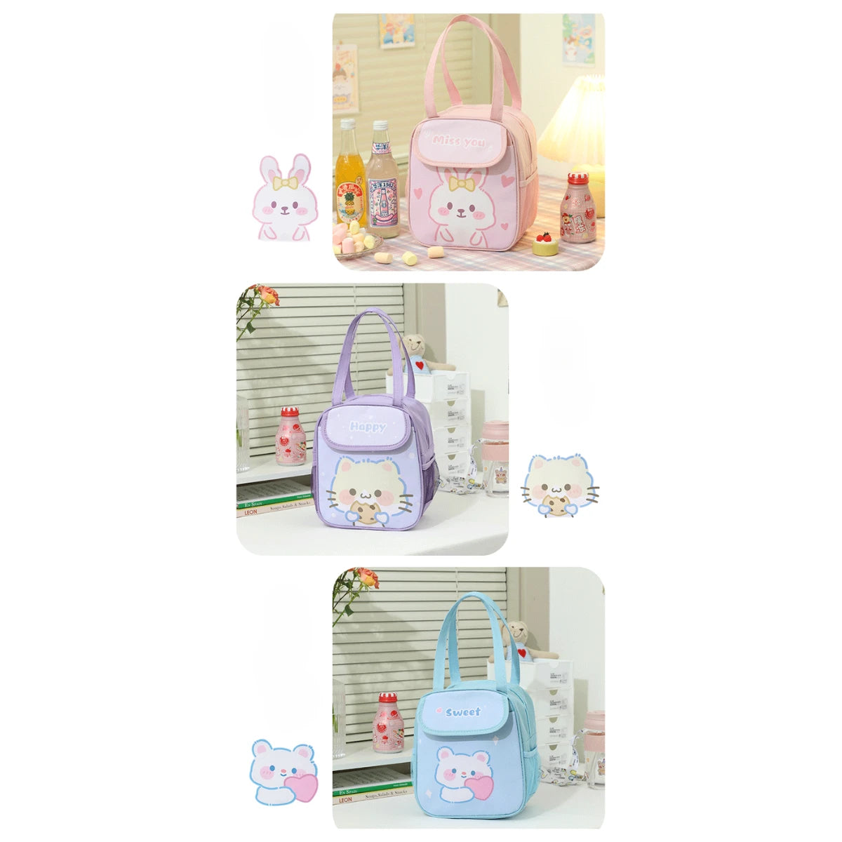 Bolso Lonchera Térmico Escolar Animales Cute Kawaii