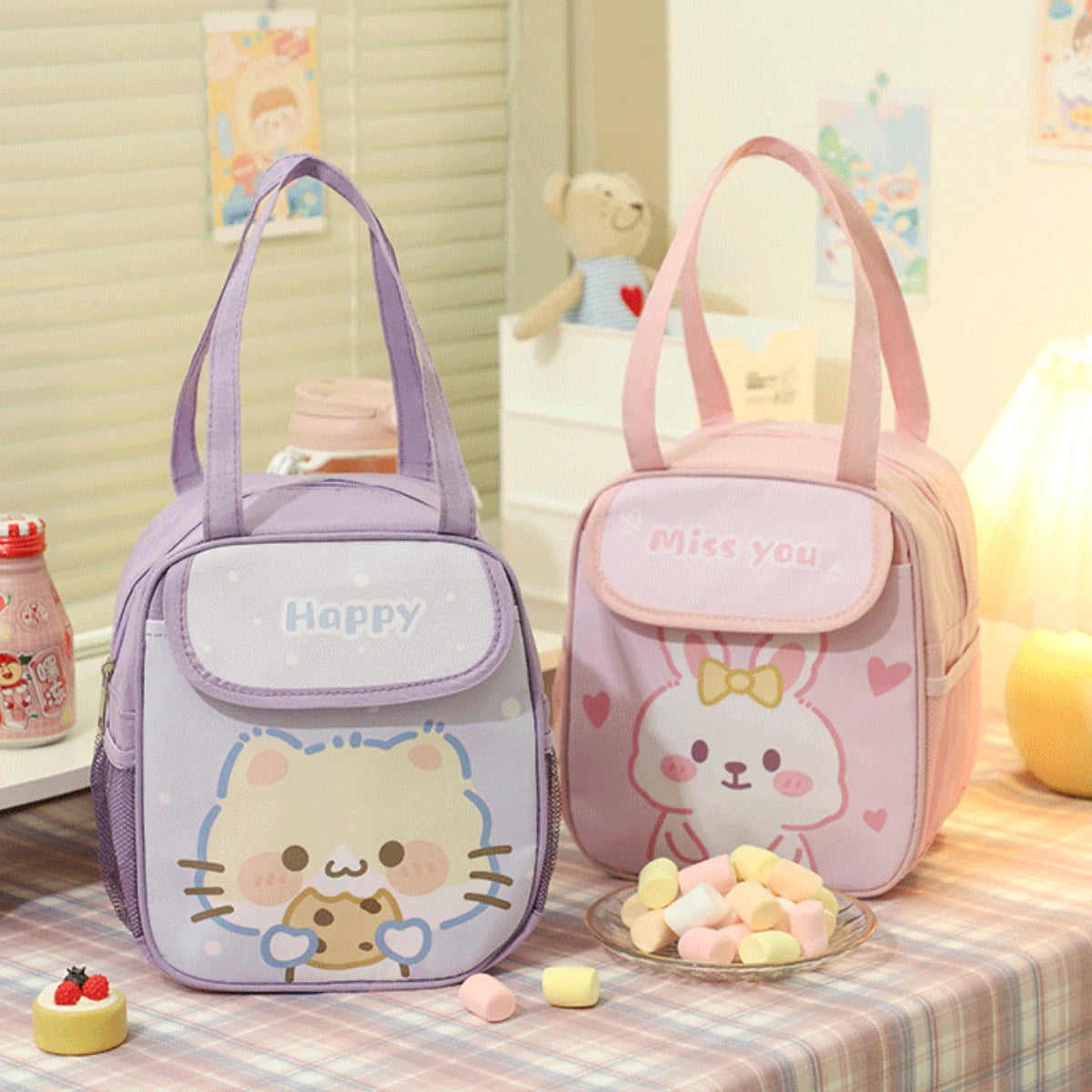 Bolso Lonchera Térmico Escolar Animales Cute Kawaii