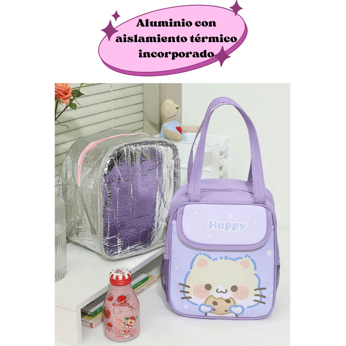 Bolso Lonchera Térmico Escolar Animales Cute Kawaii