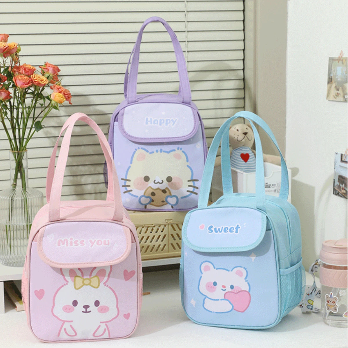 Bolso Lonchera Térmico Escolar Animales Cute Kawaii