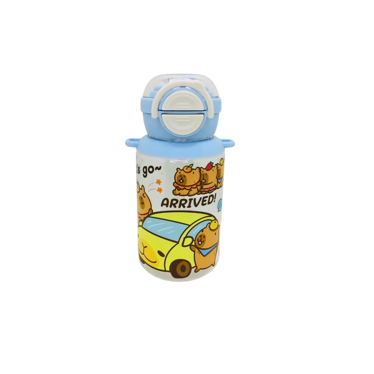 Botella Portatil De Agua Capibara Doble Boquilla Kawaii Con Colgante Cute