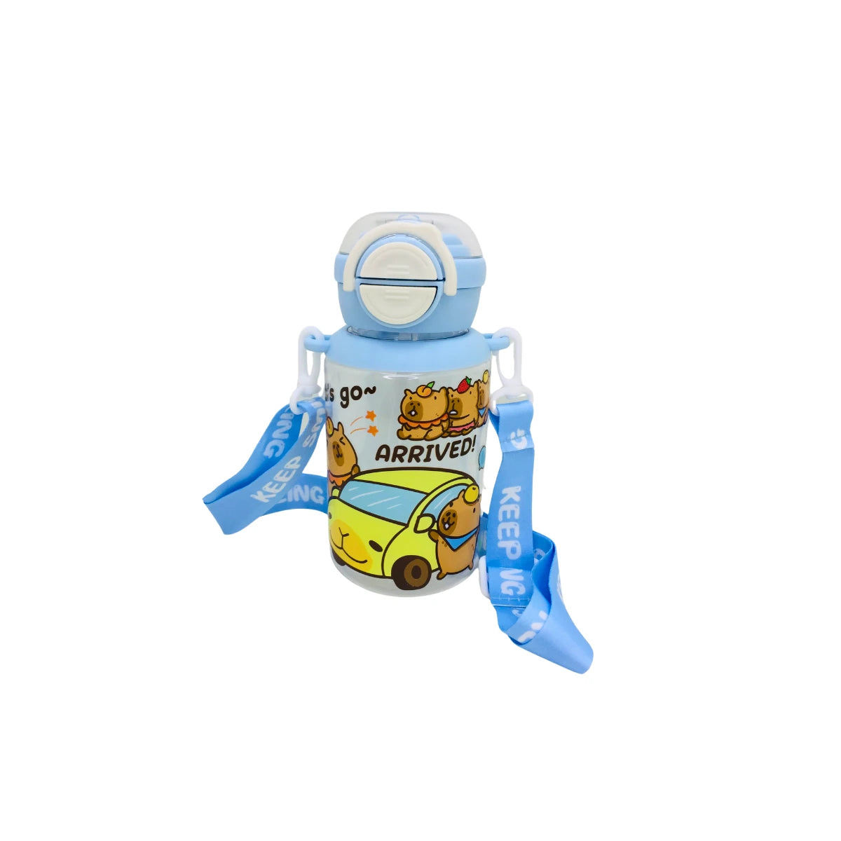 Botella Portatil De Agua Capibara Doble Boquilla Kawaii Con Colgante Cute