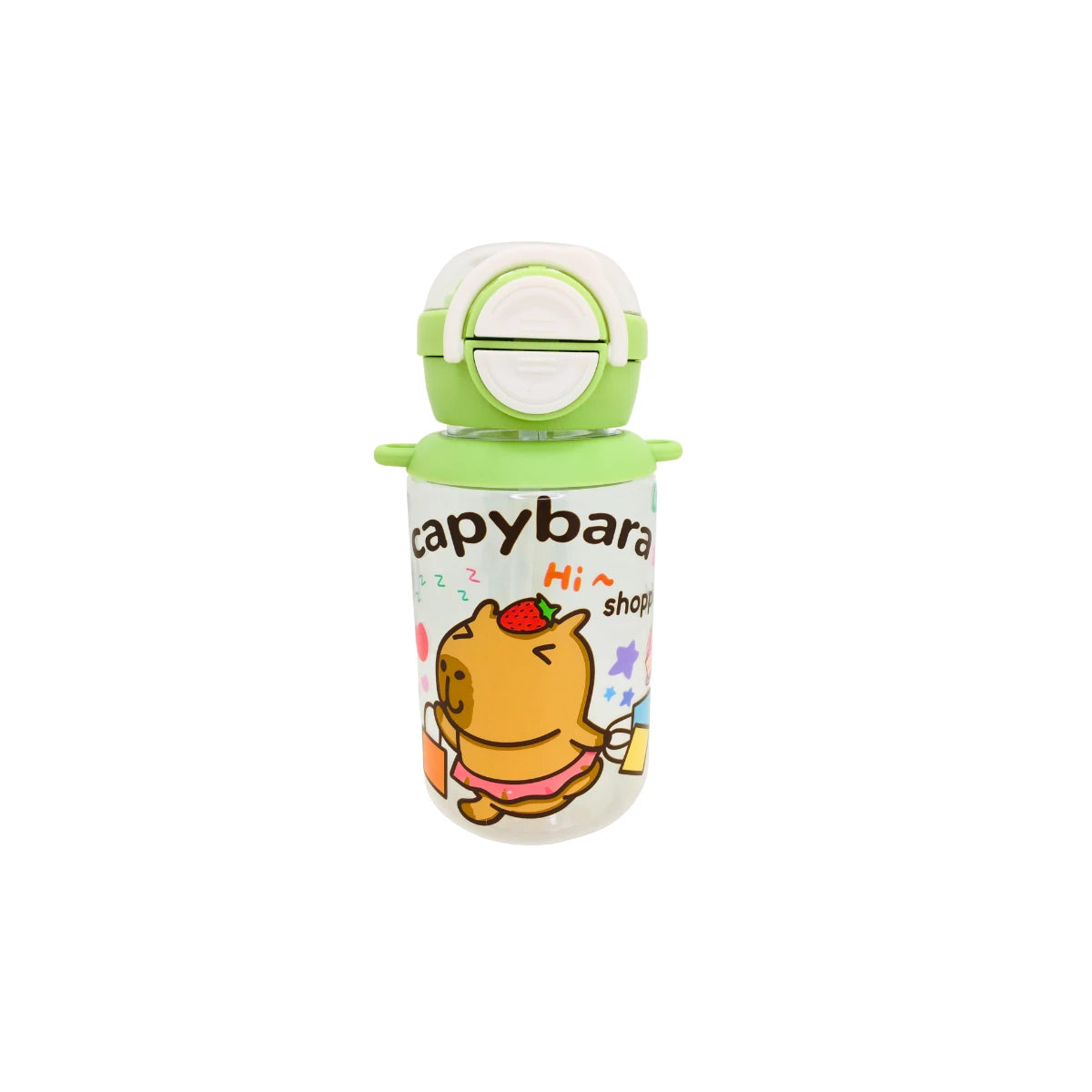 Botella Portatil De Agua Capibara Doble Boquilla Kawaii Con Colgante Cute