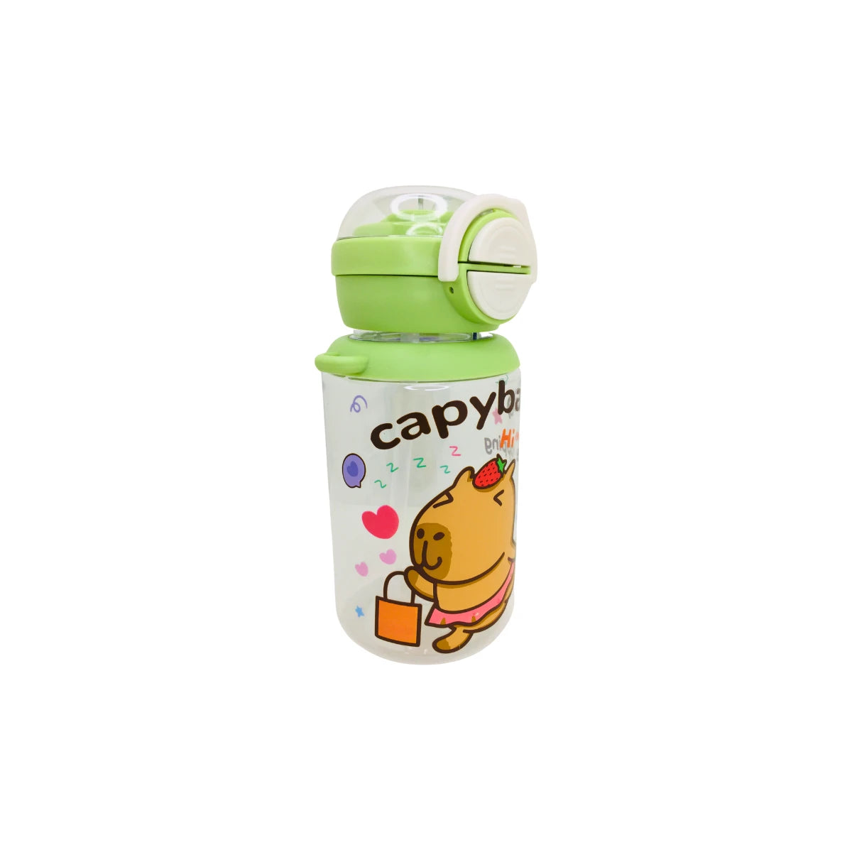 Botella Portatil De Agua Capibara Doble Boquilla Kawaii Con Colgante Cute