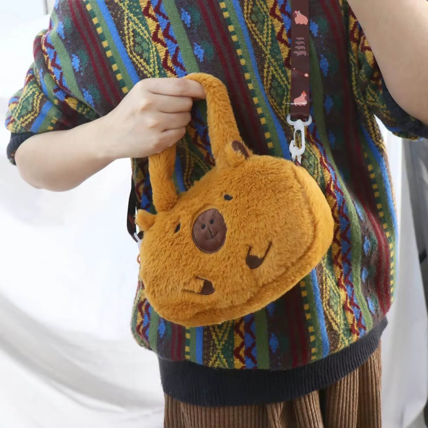 Cartera Peluche Capibara Bolso Para Niñas Felpa Kawaii
