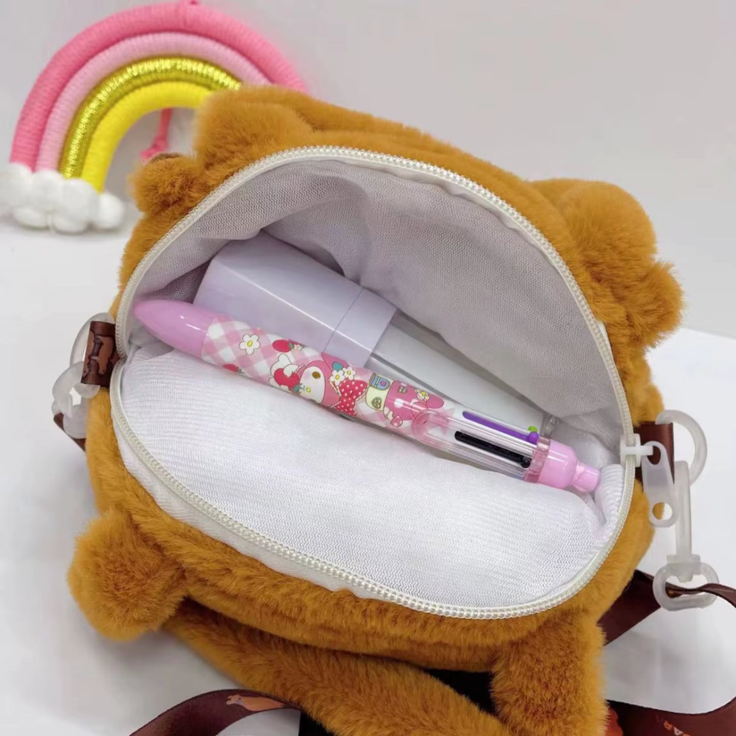 Cartera Peluche Capibara Bolso Para Niñas Felpa Kawaii