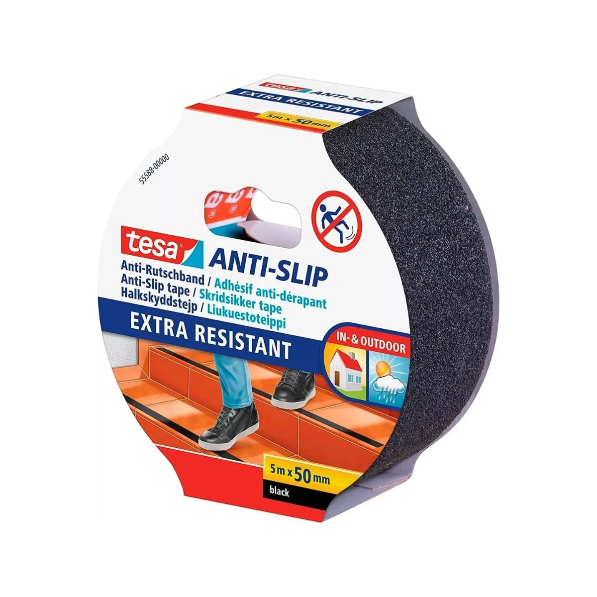 Cinta Antideslizante 5m X 50 Mm Pisos Escaleras Negra