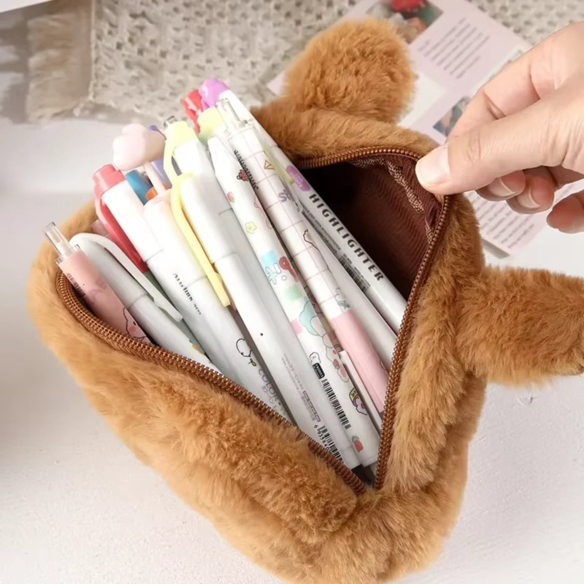 Estuche Capibara Felpa Almacenamiento Lápices Kawaii Regalo