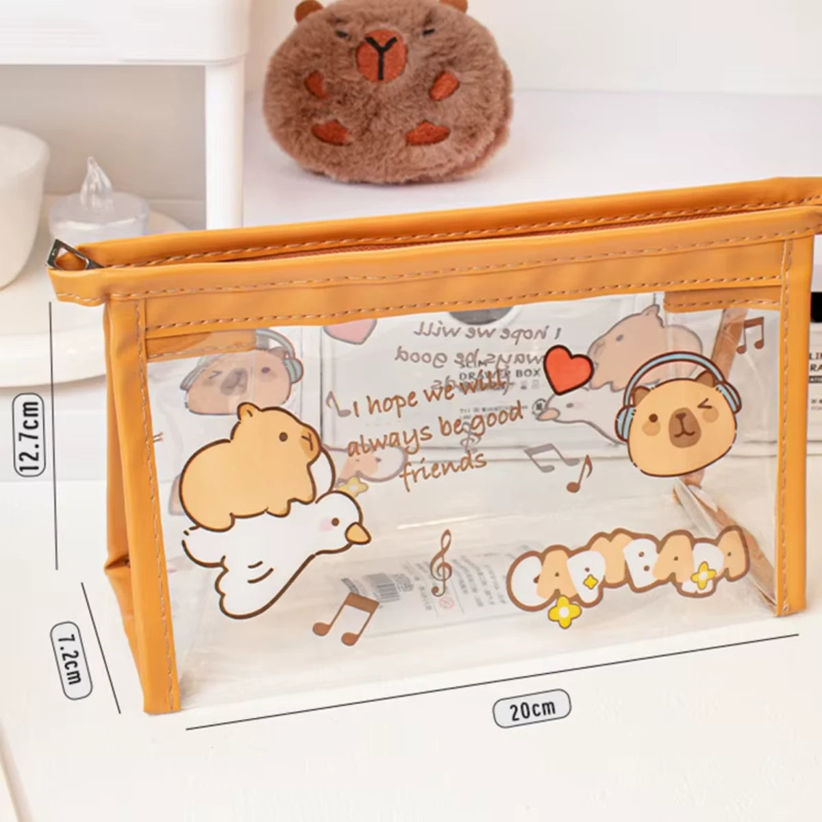 Estuche de Lápices Diseño Capibara Escolar Transparente Kawaii Cute