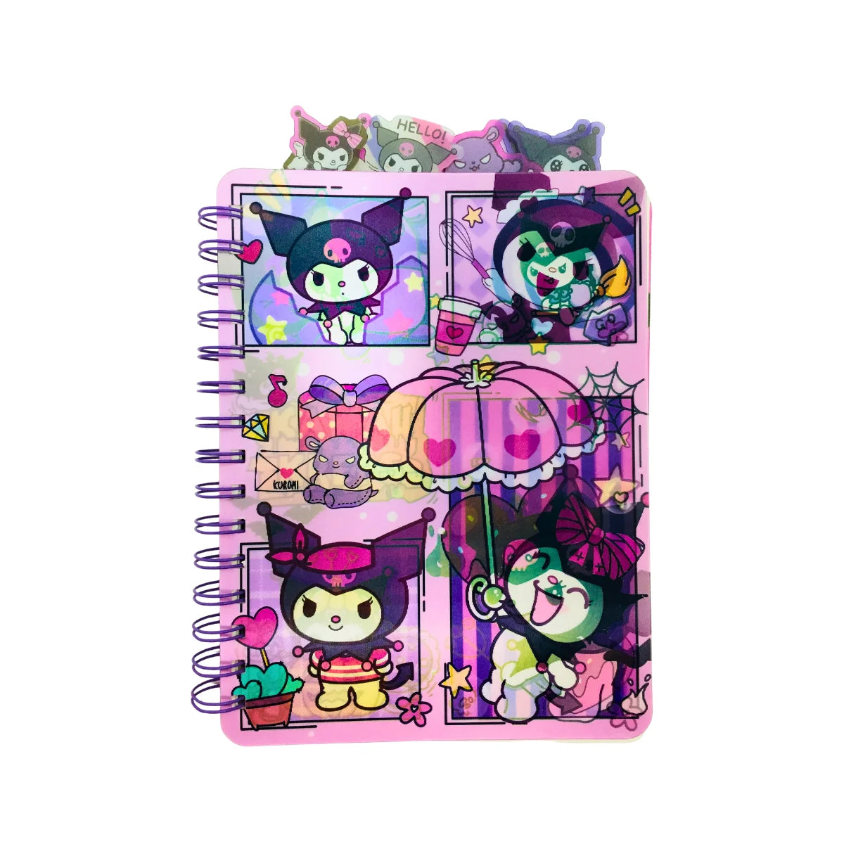 Libreta Holográfica Sanrio Kuromi Cuaderno Lineal Con Separadores