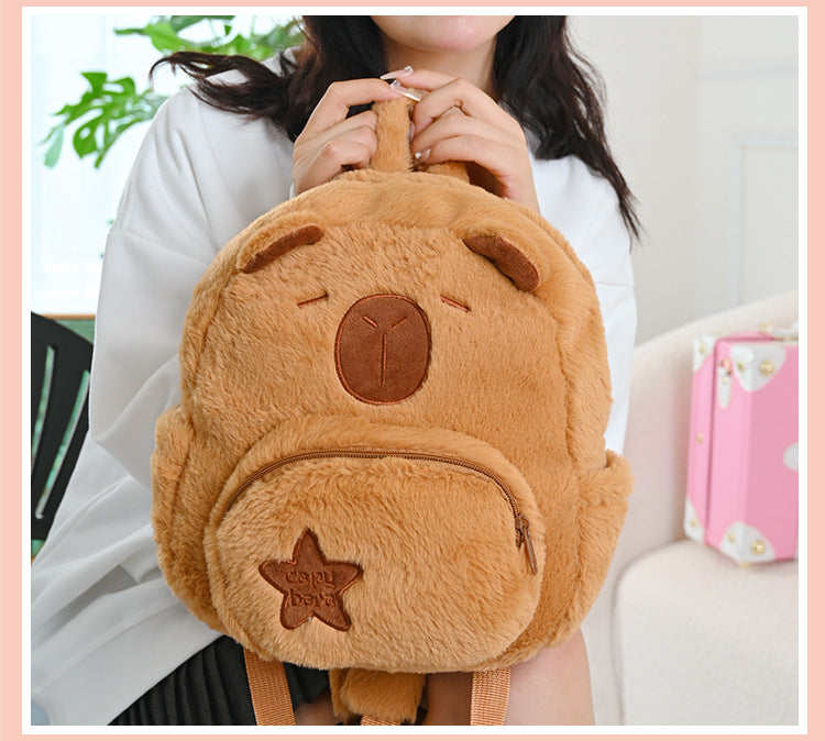Mochila Escolar Felpa Capibara Kawaii Cute Tamaño Niños