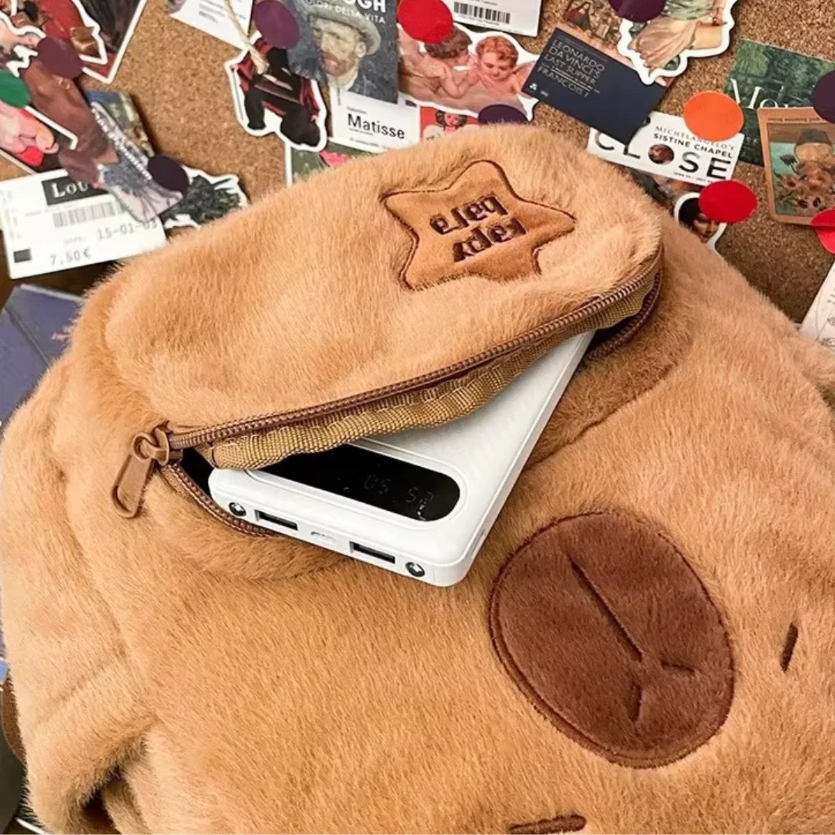 Mochila Escolar Felpa Capibara Kawaii Cute Tamaño Niños
