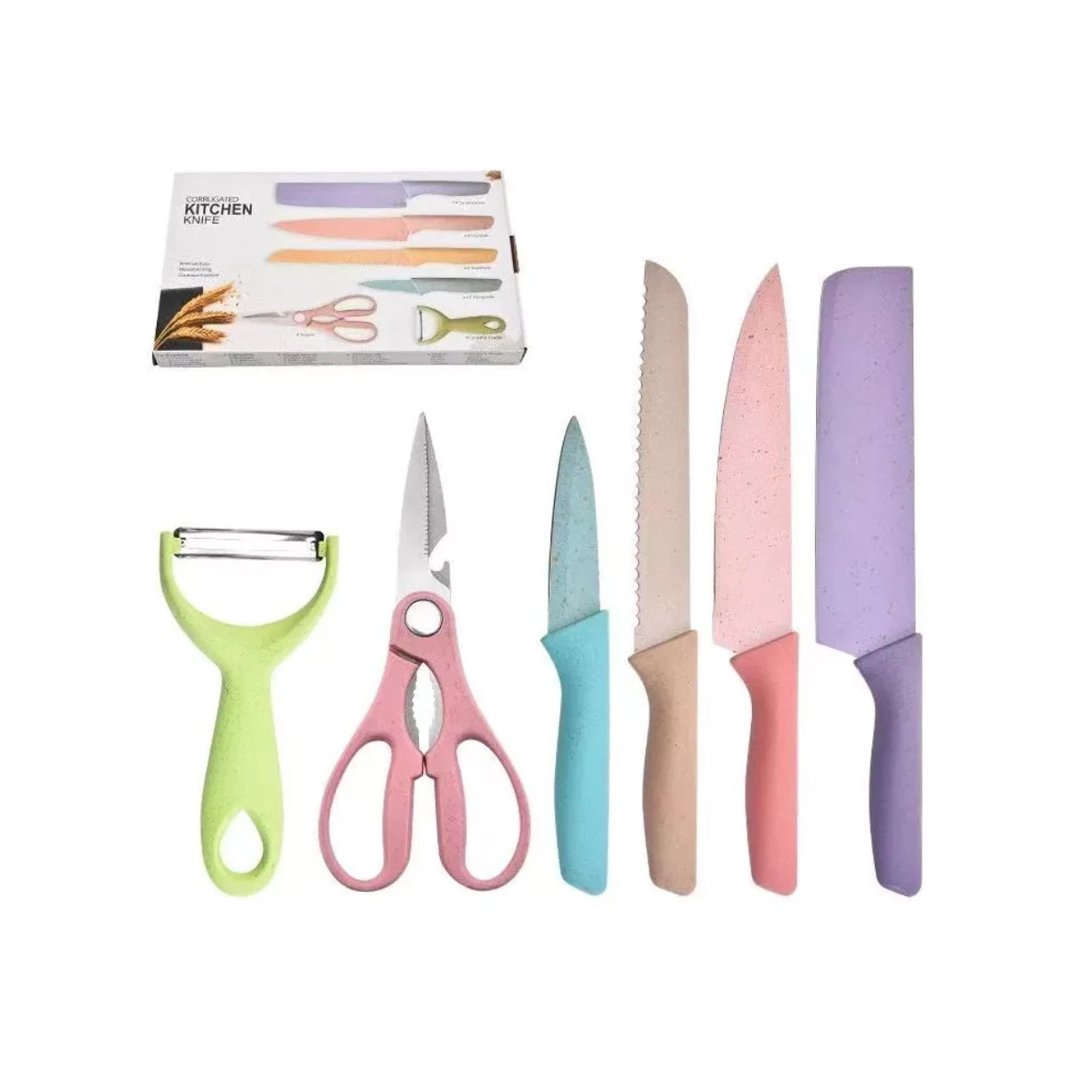 Set De Cuchillos Cocina 6 Piezas Acero Inoxidable Hogar Multicolor