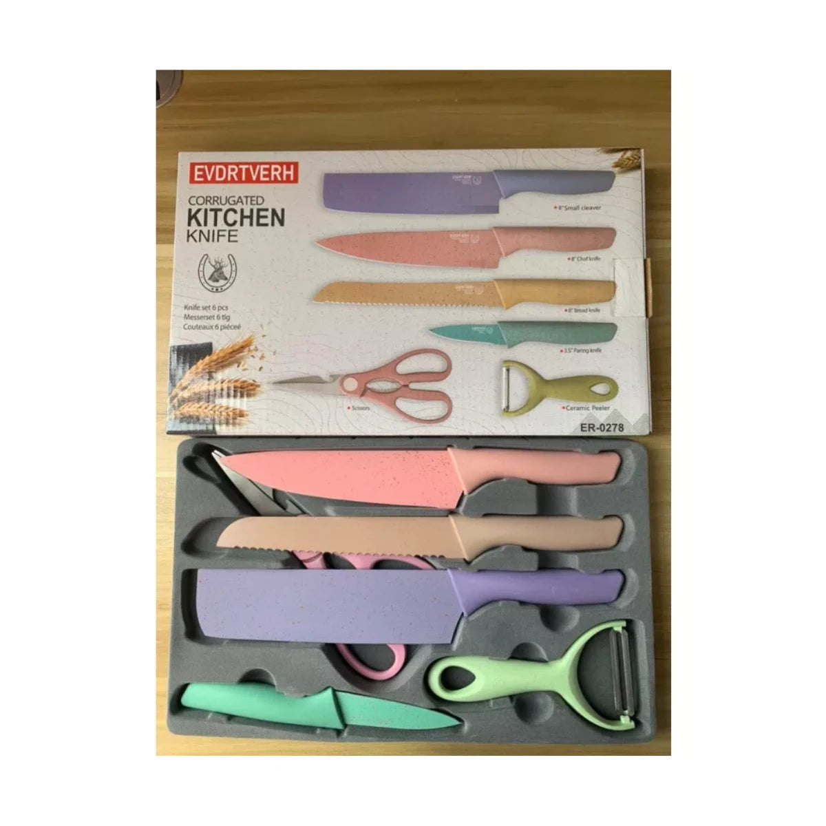 Set De Cuchillos Cocina 6 Piezas Acero Inoxidable Hogar Multicolor