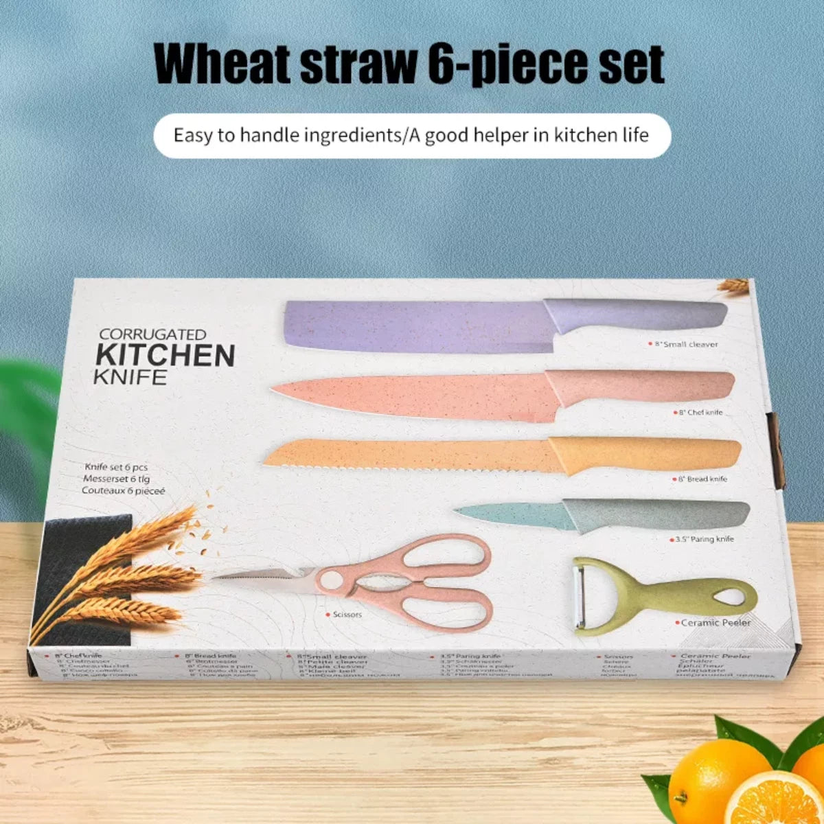 Set De Cuchillos Cocina 6 Piezas Acero Inoxidable Hogar Multicolor