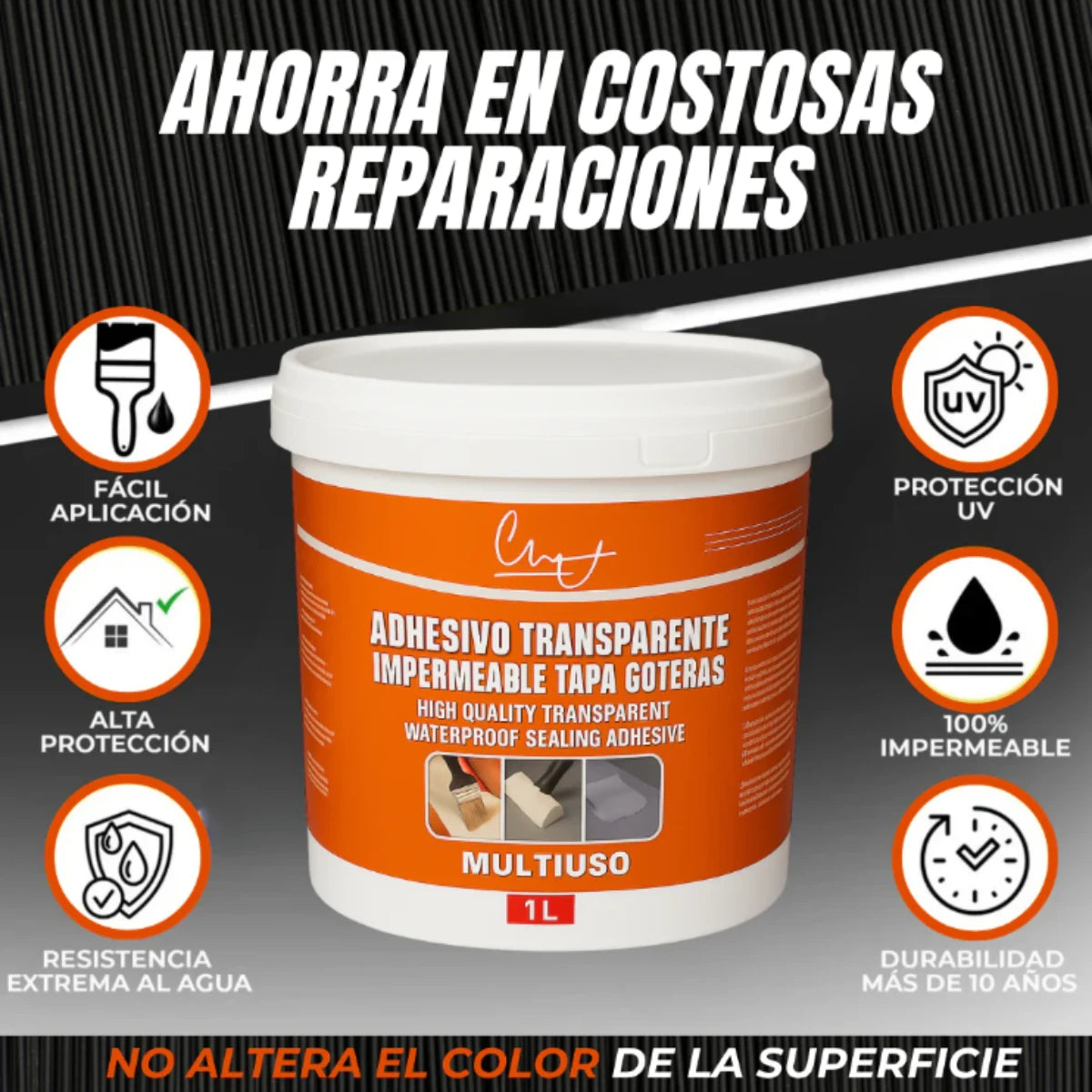 Sellador Transparente Impermeable 1 kg + Brocha