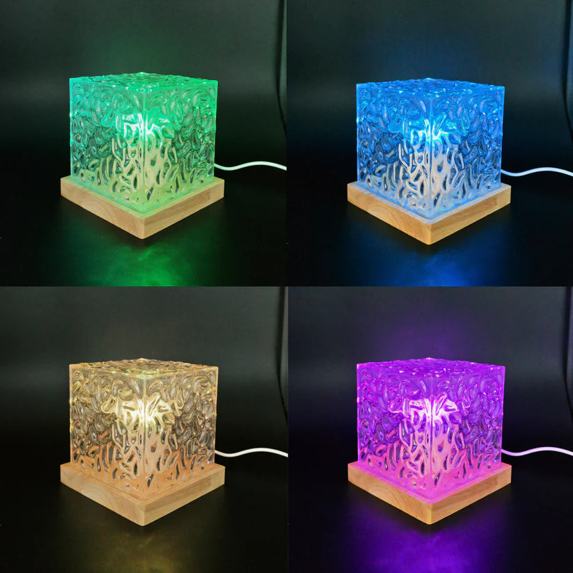 Lámpara Luz Led RGB Cubo Patrón De Agua Dinámica Usb