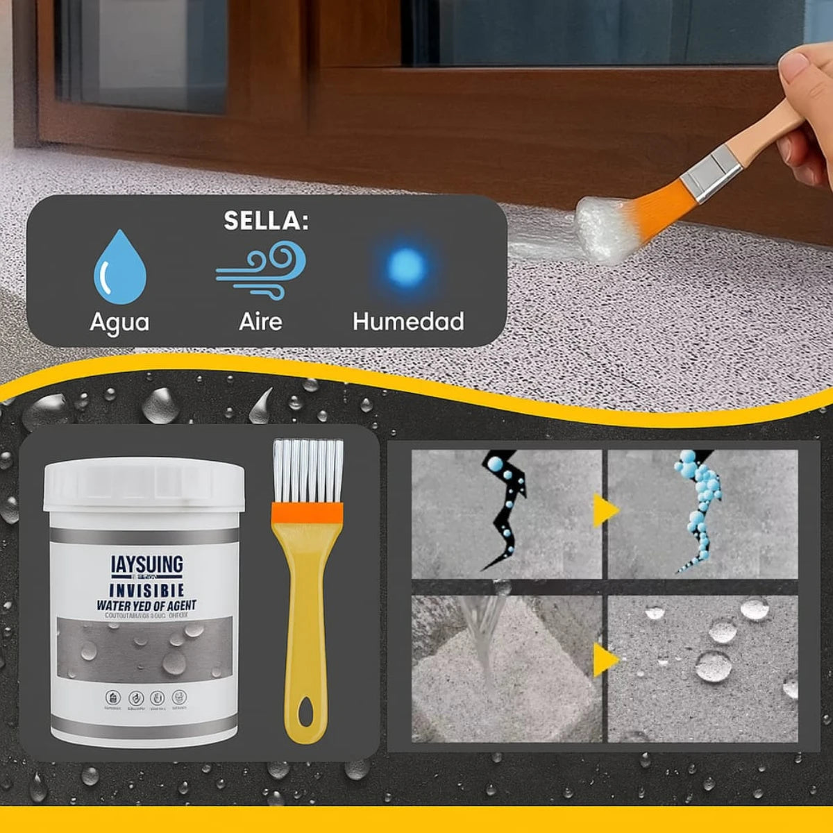 Sellador Tapagotera Adhesivo Impermeable Líquido 300g Techo Fugas Gris