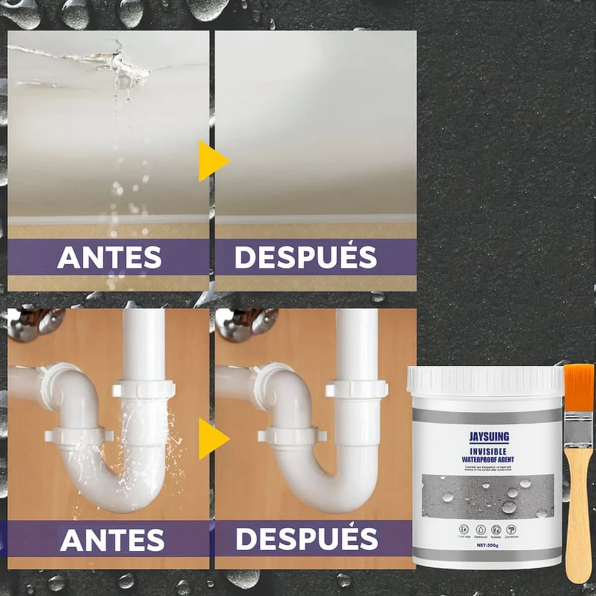 Sellador Tapagotera Adhesivo Impermeable Líquido 300g Techo Fugas Gris