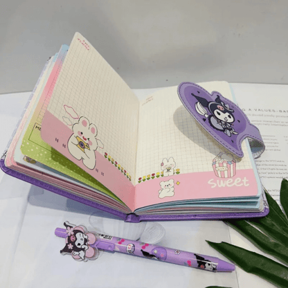 Libreta Kawaii Sanrio Kuromi Diario De Vida Con Lápiz