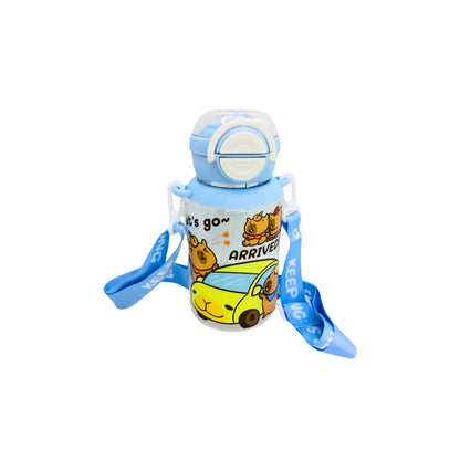 Botella Portatil De Agua Capibara Doble Boquilla Kawaii Con Colgante Cute
