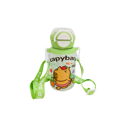 Botella Portatil De Agua Capibara Doble Boquilla Kawaii Con Colgante Cute