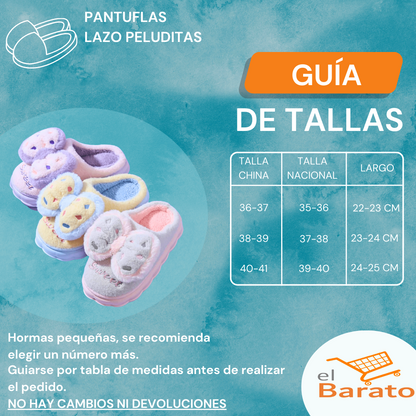 Pantuflas Lazo Con Felpa Interior Dama Cómodas Y Calentitas Rosa