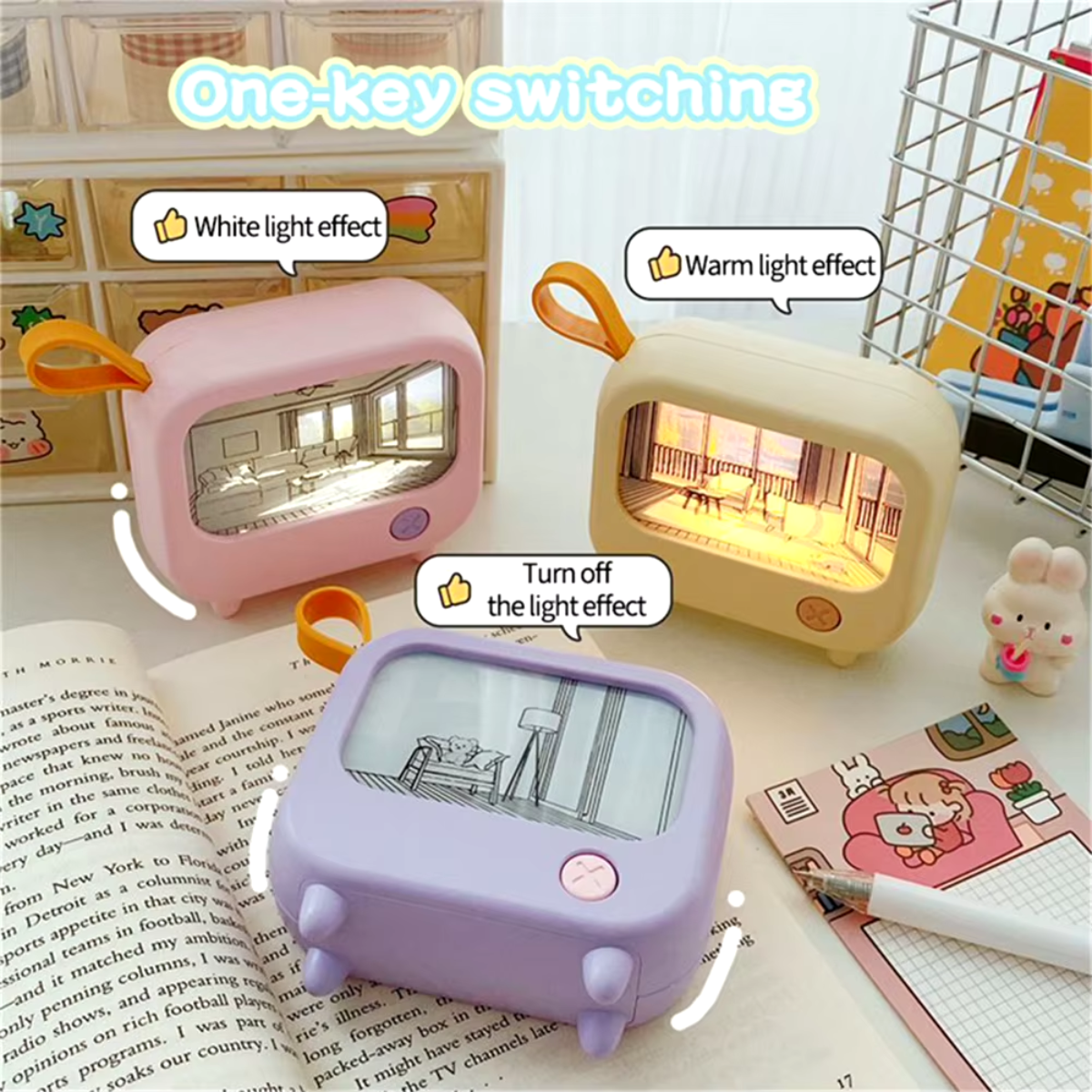 Mini Lampara Diseño Tv Luz Led Decorativo Escritorio Kawaii