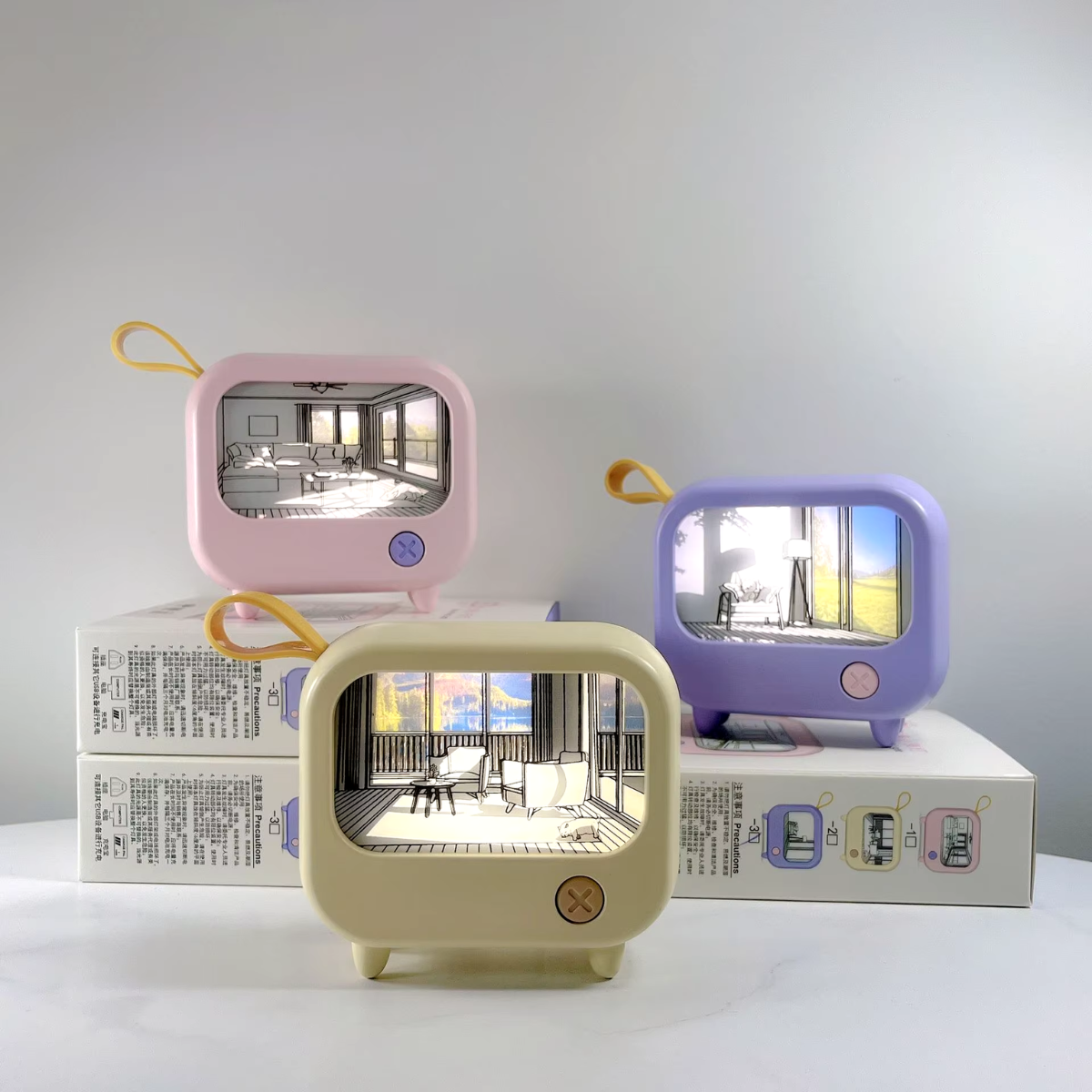 Mini Lampara Diseño Tv Luz Led Decorativo Escritorio Kawaii