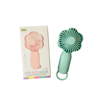 Mini Ventilador Portátil Verde Con Luz