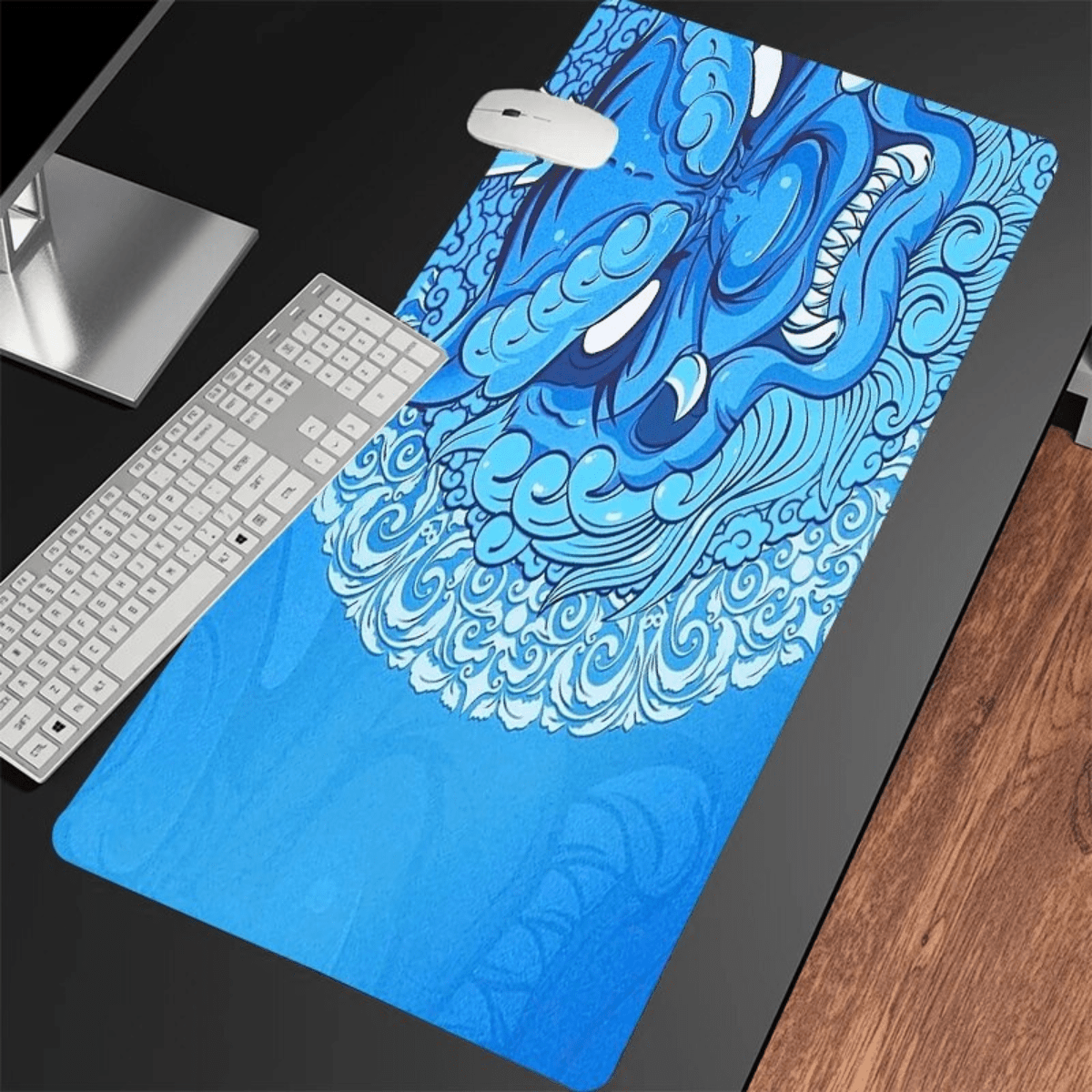 Mousepad Gamer XXL Diseño Dragón Chino Azul