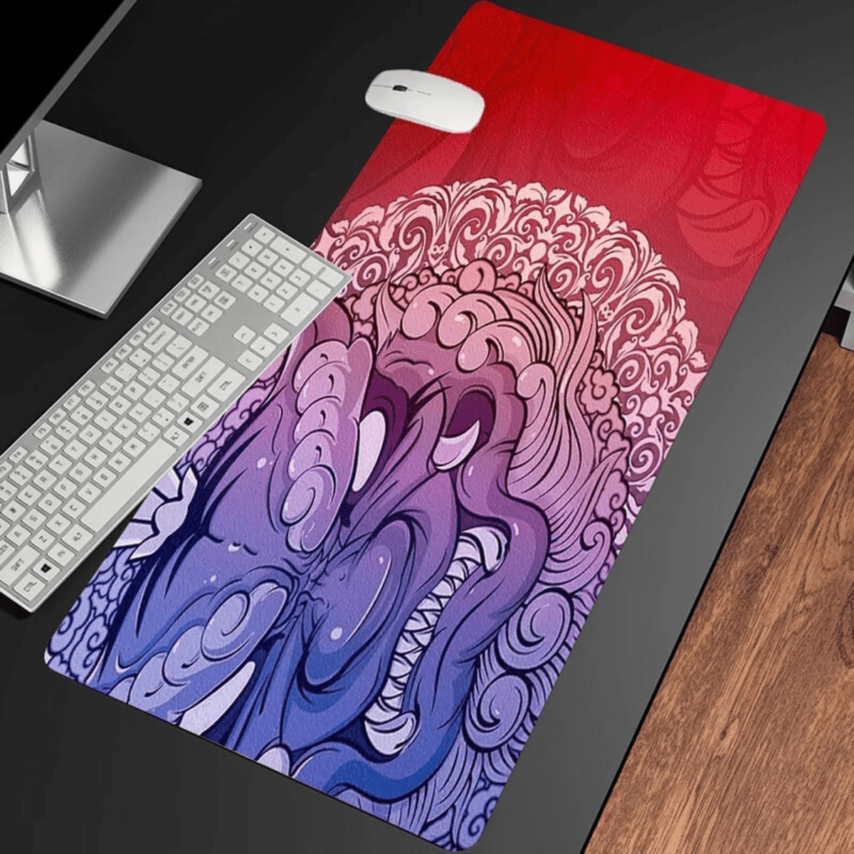 Mousepad Gamer XXL Diseño Dragón Chino Rojo