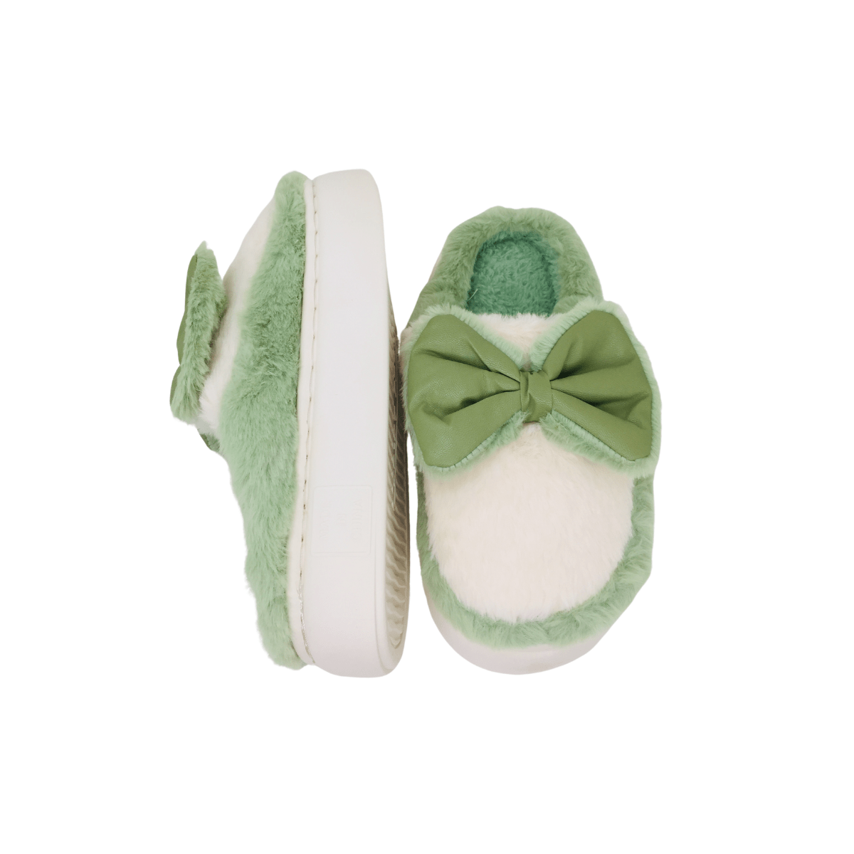 Pantuflas Lazo Verde Dama Calzado Mujer Suaves Y Cómodas