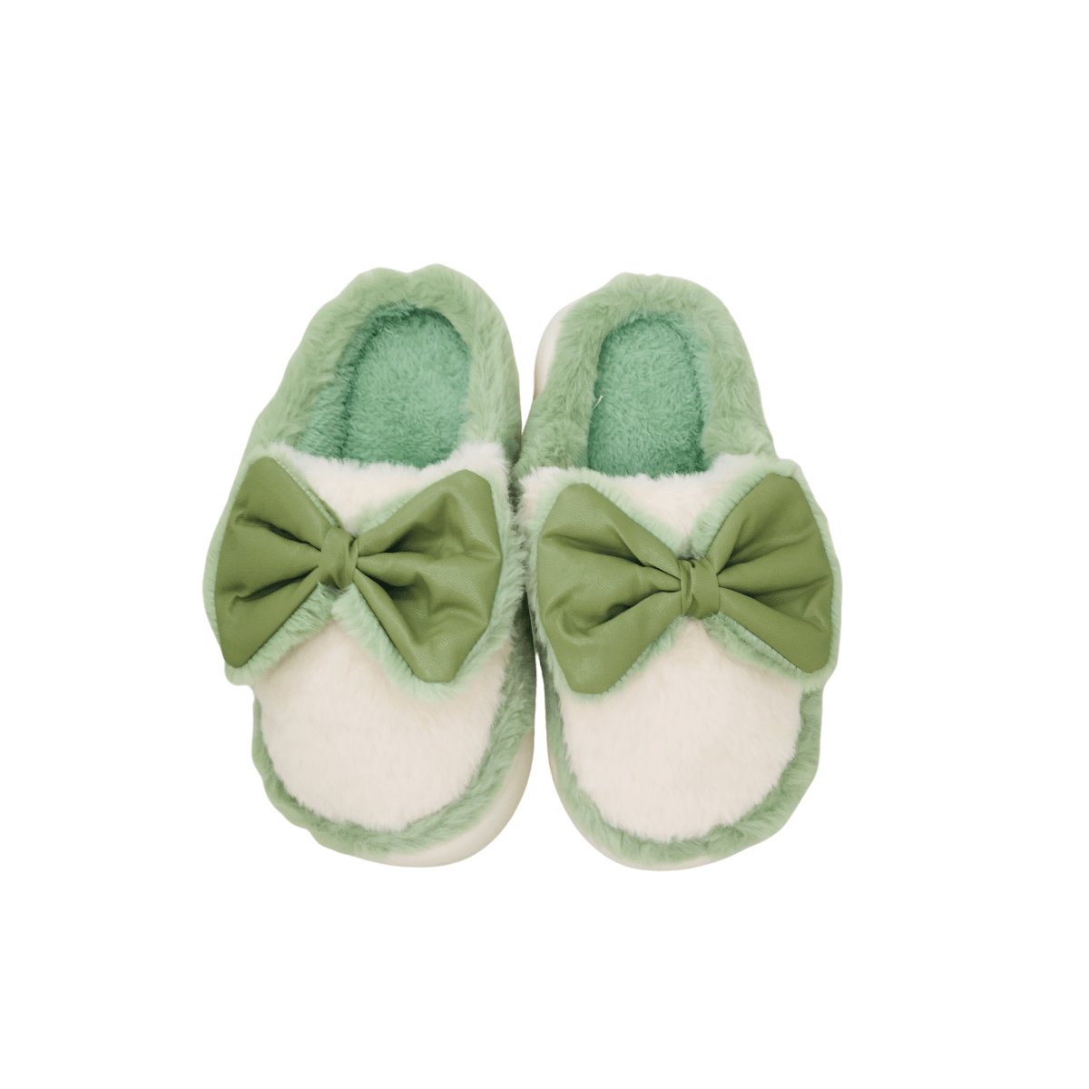 Pantuflas Lazo Verde Dama Calzado Mujer Suaves Y Cómodas