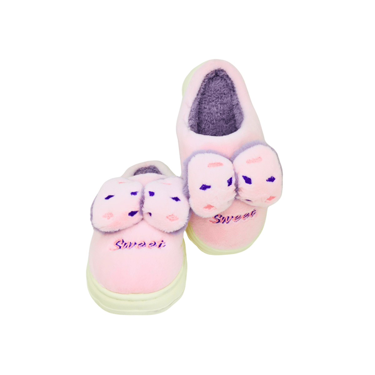 Pantuflas Lazo Con Felpa Interior Dama Cómodas Y Calentitas Rosa