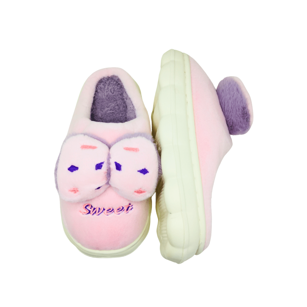 Pantuflas Lazo Con Felpa Interior Dama Cómodas Y Calentitas Rosa