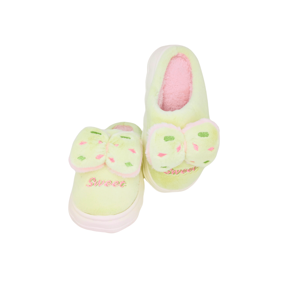 Pantuflas Lazo Con Felpa Interior Dama Cómodas Y Calentitas Verde