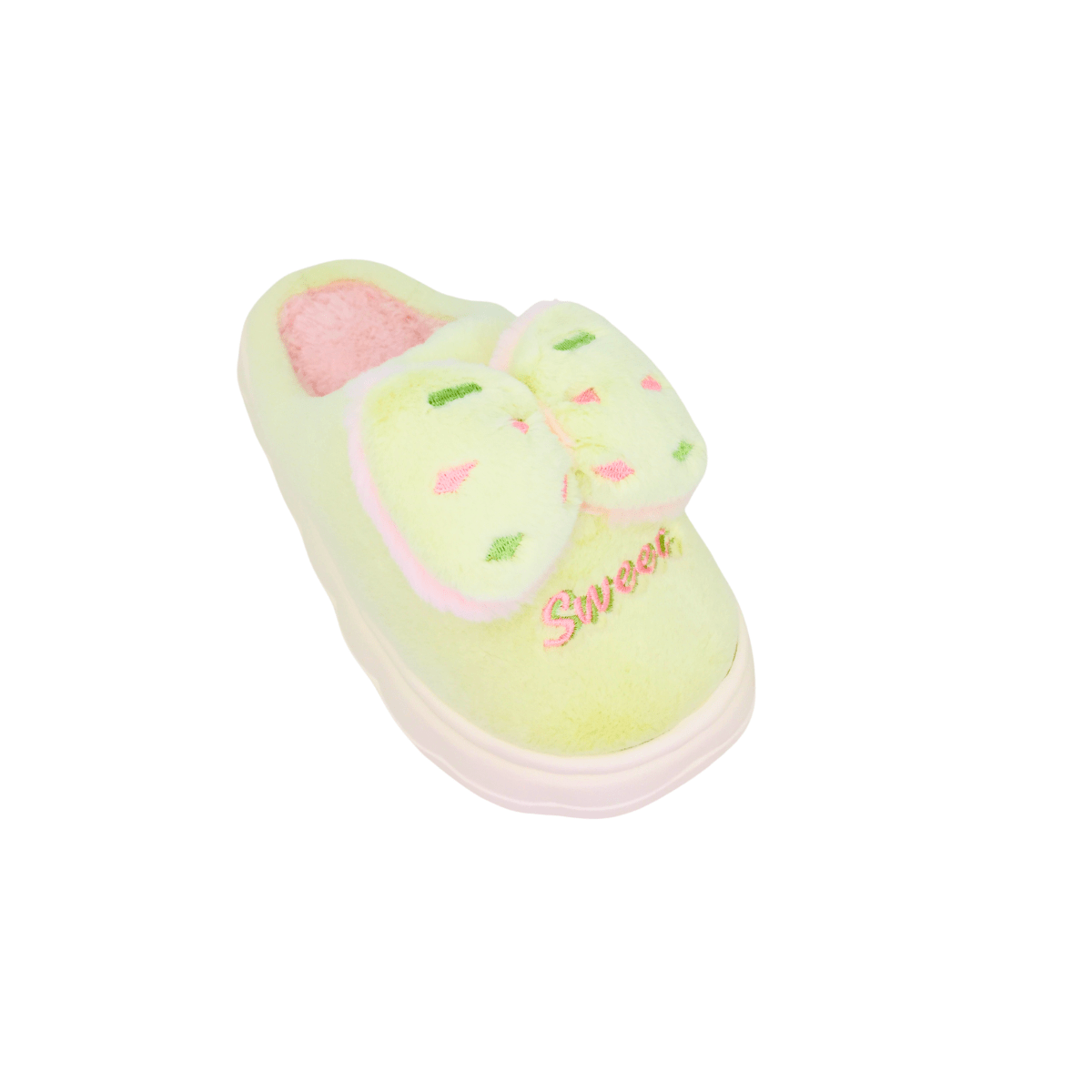 Pantuflas Lazo Con Felpa Interior Dama Cómodas Y Calentitas Verde