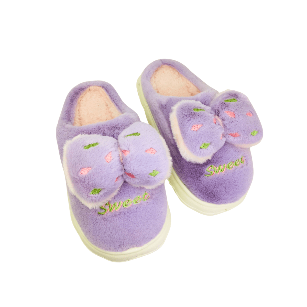 Pantuflas Lazo Con Felpa Interior Dama Cómodas Y Calentitas Lila