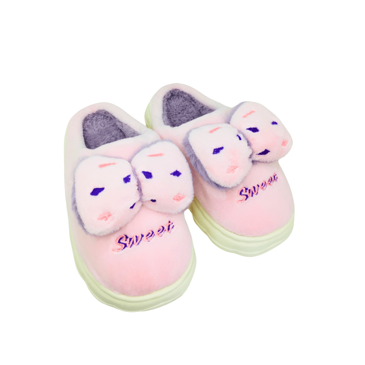 Pantuflas Lazo Con Felpa Interior Dama Cómodas Y Calentitas Rosa