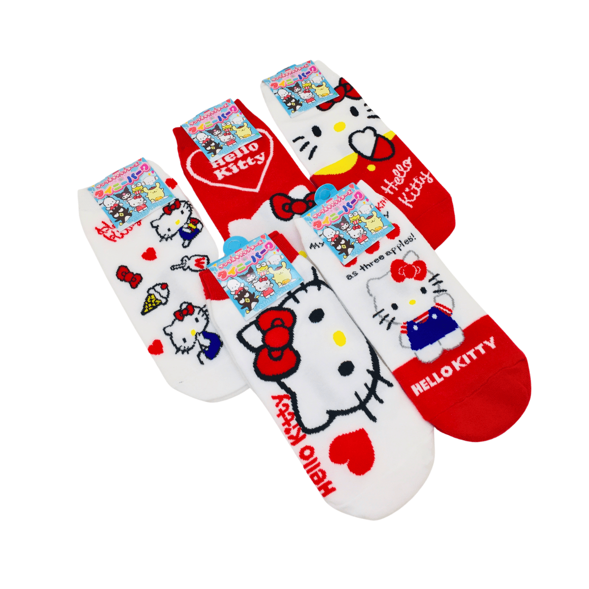 Set 5 Pares Calcetines Hello Kitty Sanrio Kawaii Talla Estándar