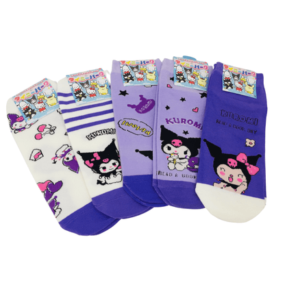 Set 5 Pares Calcetines Kuromi Sanrio Kawaii Talla Estándar