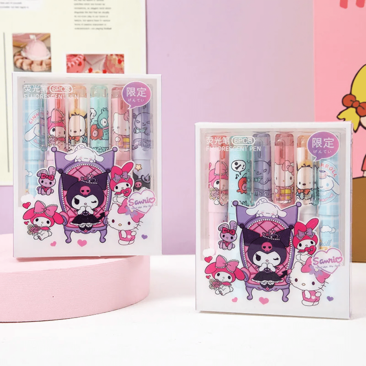 Set De 6 Destacadores Sanrio Plumones Kawaii