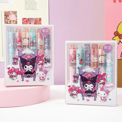 Set De 6 Destacadores Sanrio Plumones Kawaii