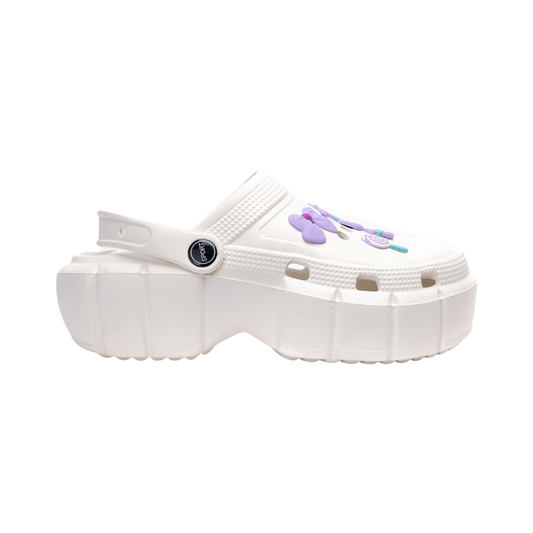 Sandalias Crocs Con Plataforma De Mujer Tendencia Charms Conejito Blanca