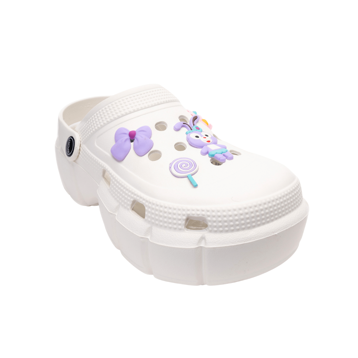 Sandalias Crocs Con Plataforma De Mujer Tendencia Charms Conejito Blanca