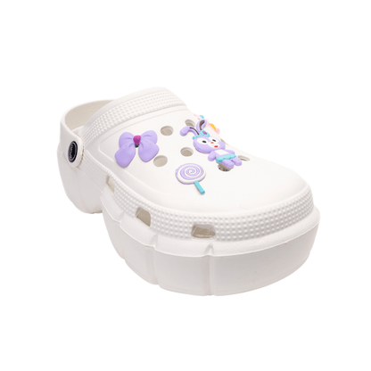 Sandalias Crocs Con Plataforma De Mujer Tendencia Charms Conejito Blanca