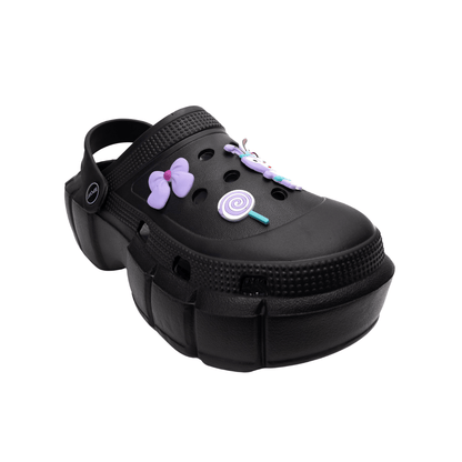 Sandalias Crocs Con Plataforma De Mujer Tendencia Charms Conejito Negra